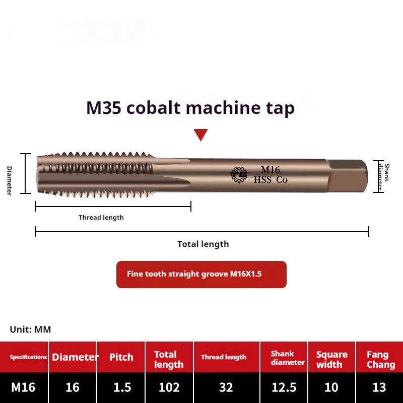 2122-M35 straight groove tap containing cobalt stainless steel, special fine tooth coarse tooth machine, tapping drill bit tool wire Shandong Denso Pricision Tools Co.,Ltd.